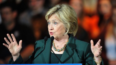 OMAHA, NE-DECEMBER 16: Democratic Presidential Candidate Hillary Rodham Clinton speaks at a Town Hall rally at Sokol Auditorium December 16, 2015 in Omaha, Nebraska. Clinton was joined onstage by Billionaire Businessman Warren Buffett. (Photo by Steve Pope/Getty Images